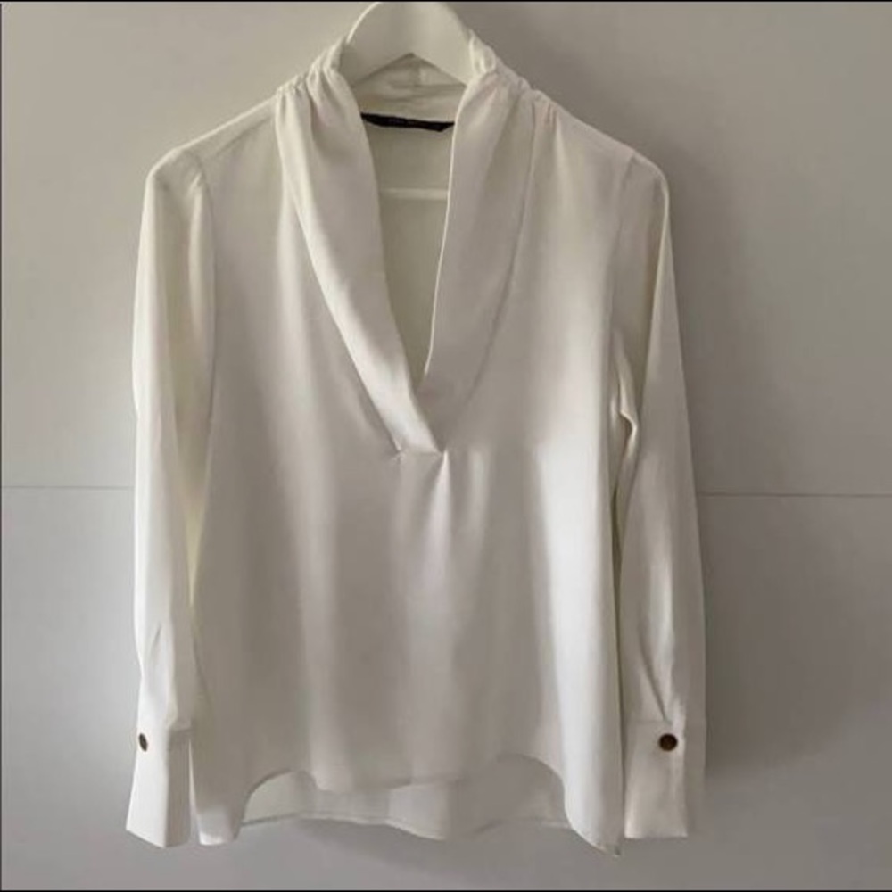 Zara Basic quarter sleeve white dress top